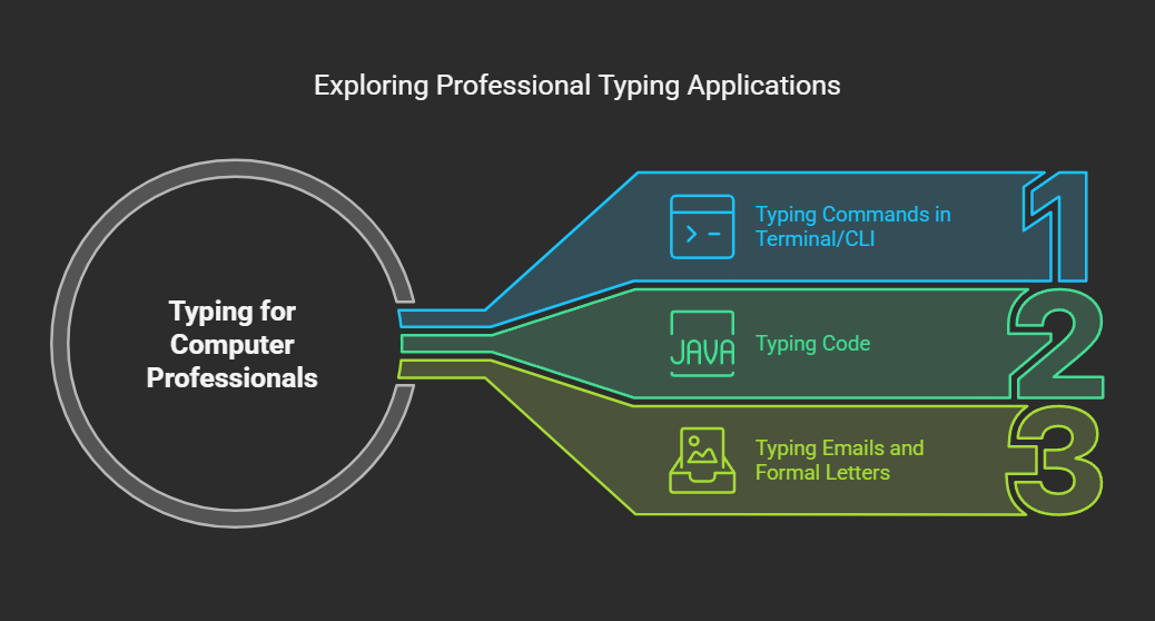 Infographic showing a globe icon, email icon (envelope), and browser window with neon blue and green effects on a dark background